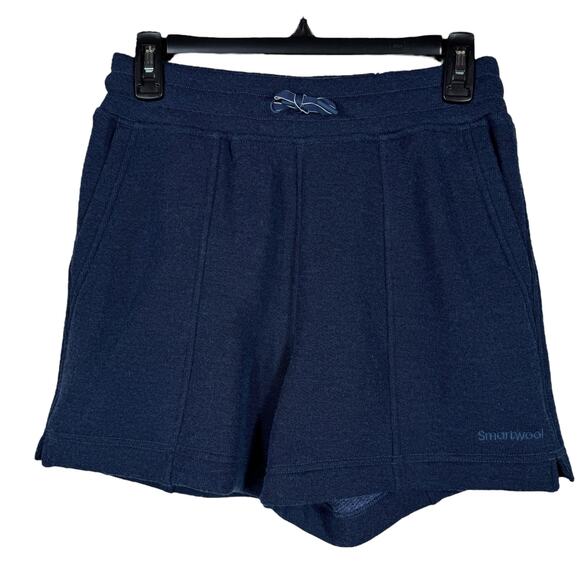 SmartWool Small Recycled Terry Shorts Pull-On Pockets Stretch Breathable Blue - Picture 1 of 10